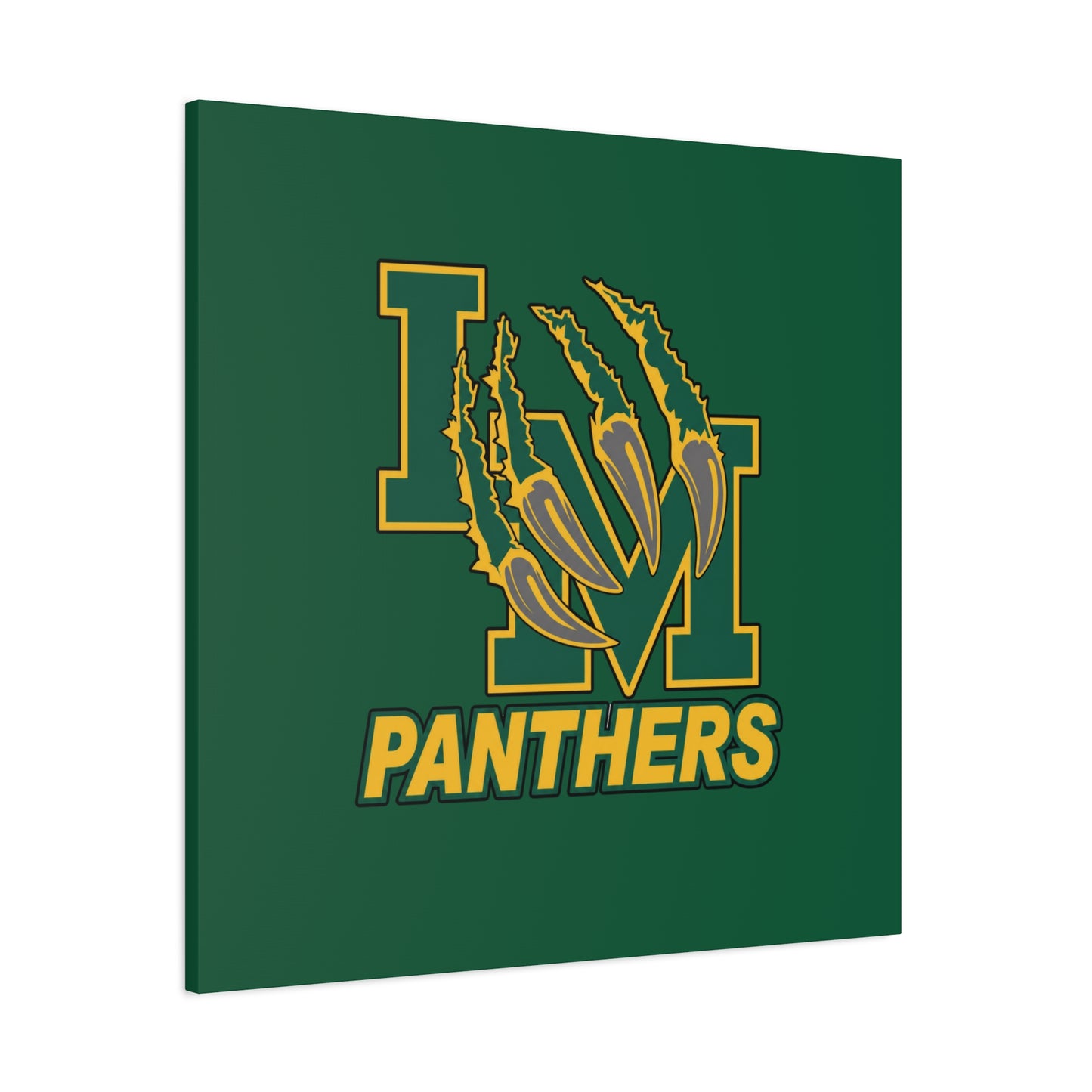 Panthers Logo Matte Stretched Canvas — Green & Gold Game Day Wall Art