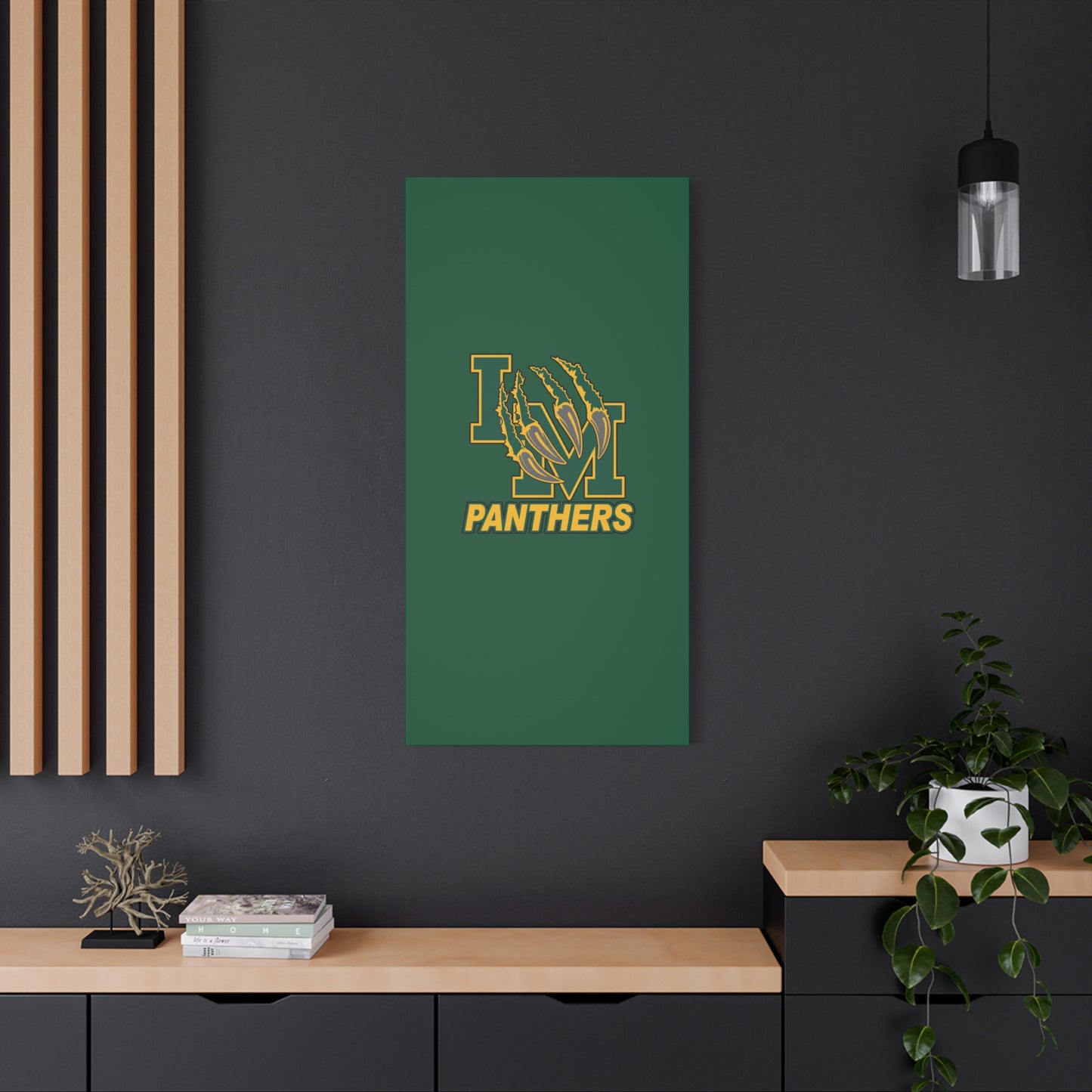 Panthers Logo Matte Stretched Canvas — Green & Gold Game Day Wall Art