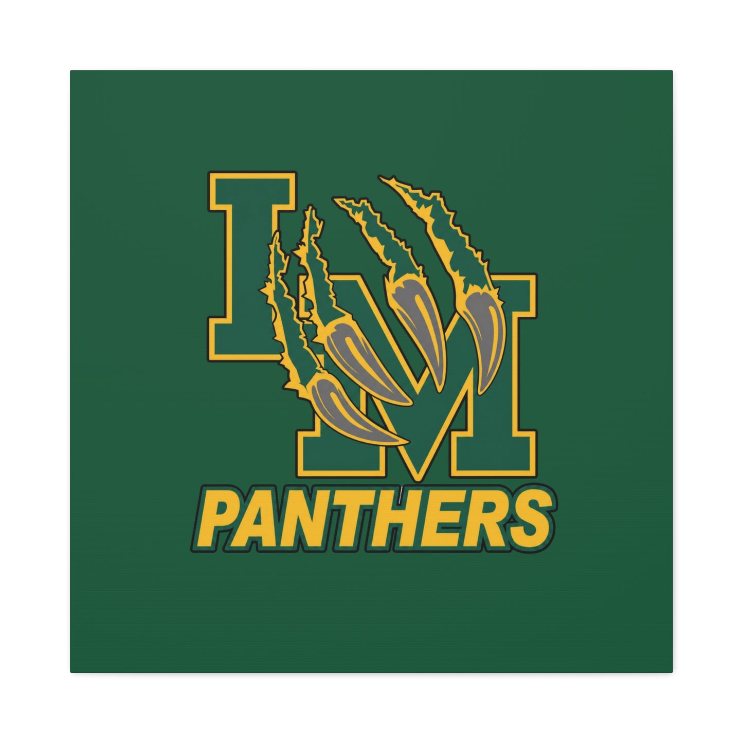 Panthers Logo Matte Stretched Canvas — Green & Gold Game Day Wall Art
