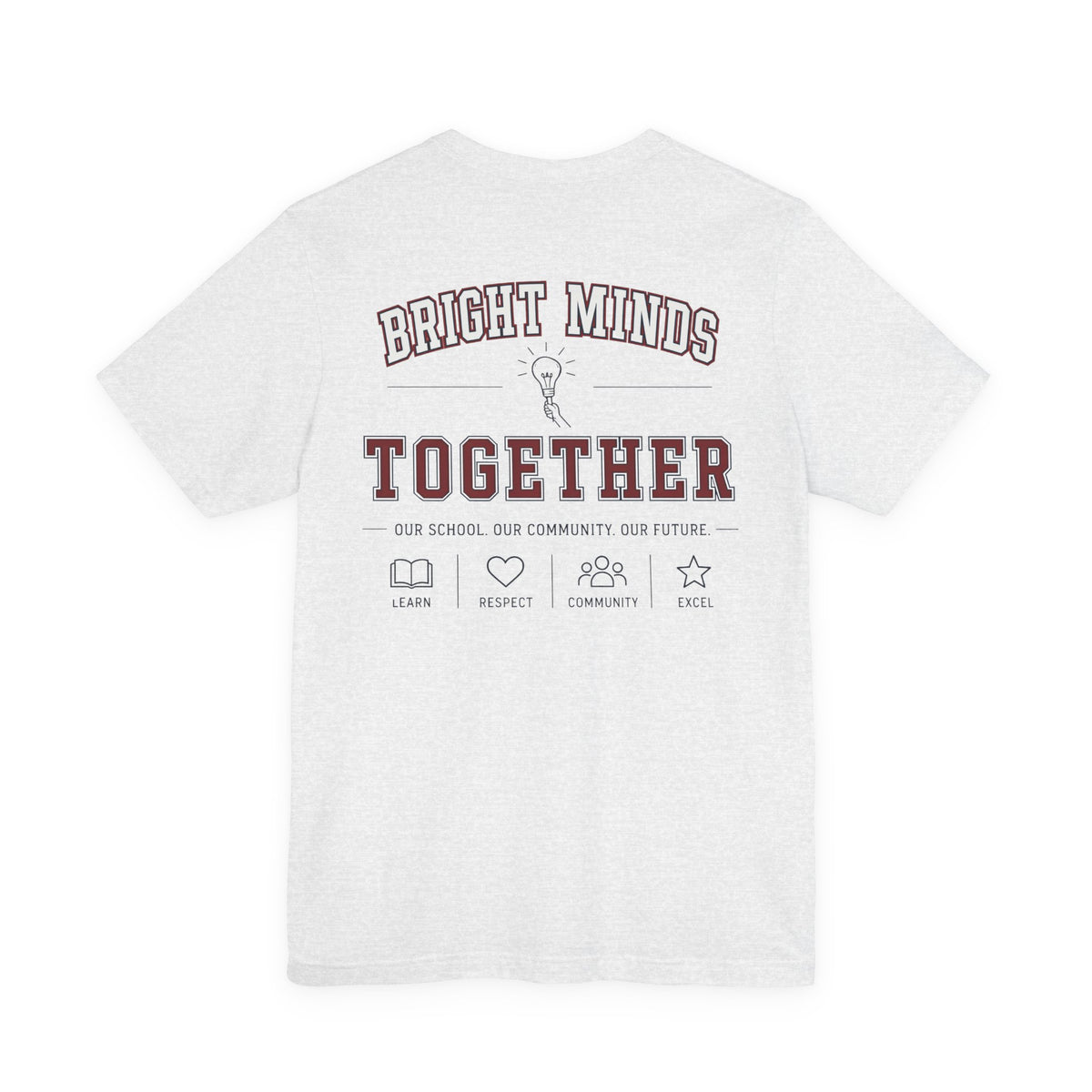 Bright Acres Bright Minds Together Adult Tee — Ash, back