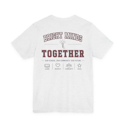 Bright Acres Bright Minds Together Adult Tee — Ash, back