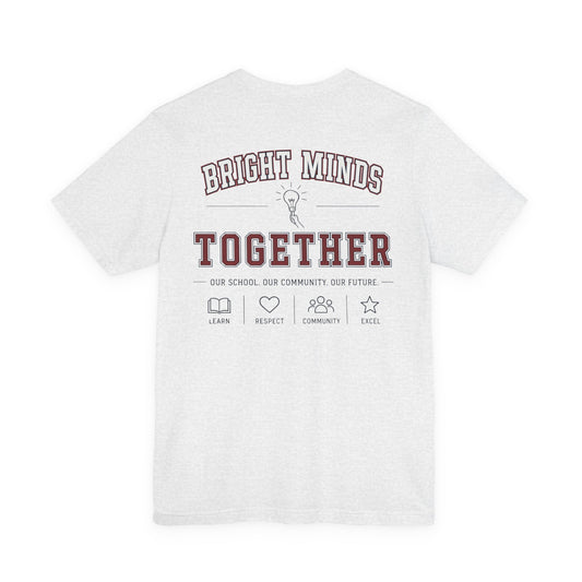 Bright Acres Bright Minds Together Adult Tee — Ash, back