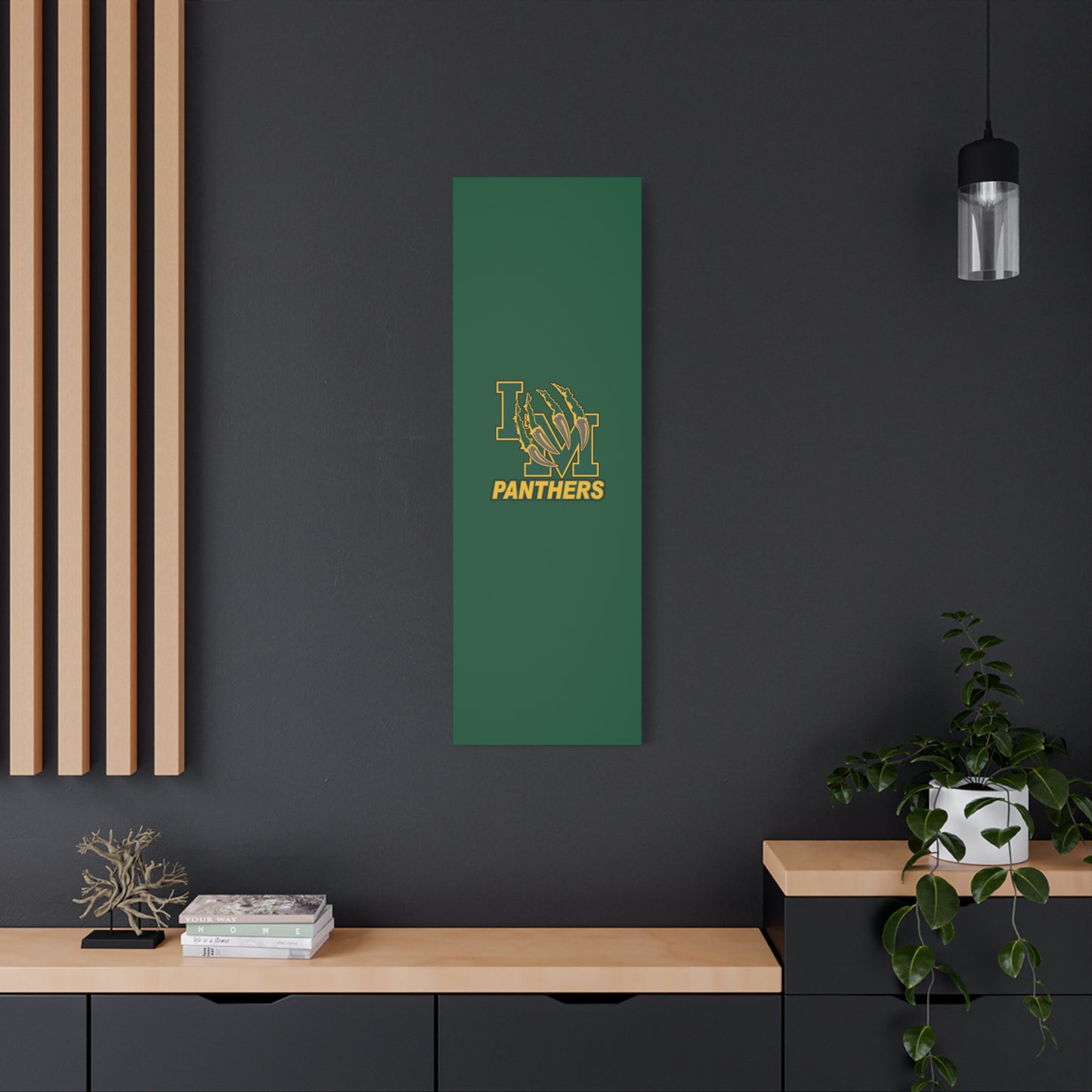Panthers Logo Matte Stretched Canvas — Green & Gold Game Day Wall Art