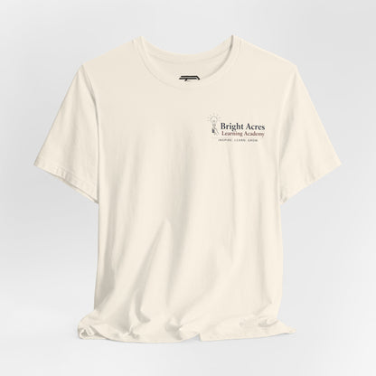 Bright Acres Collegiate Adult Tee — Natural, front hanging