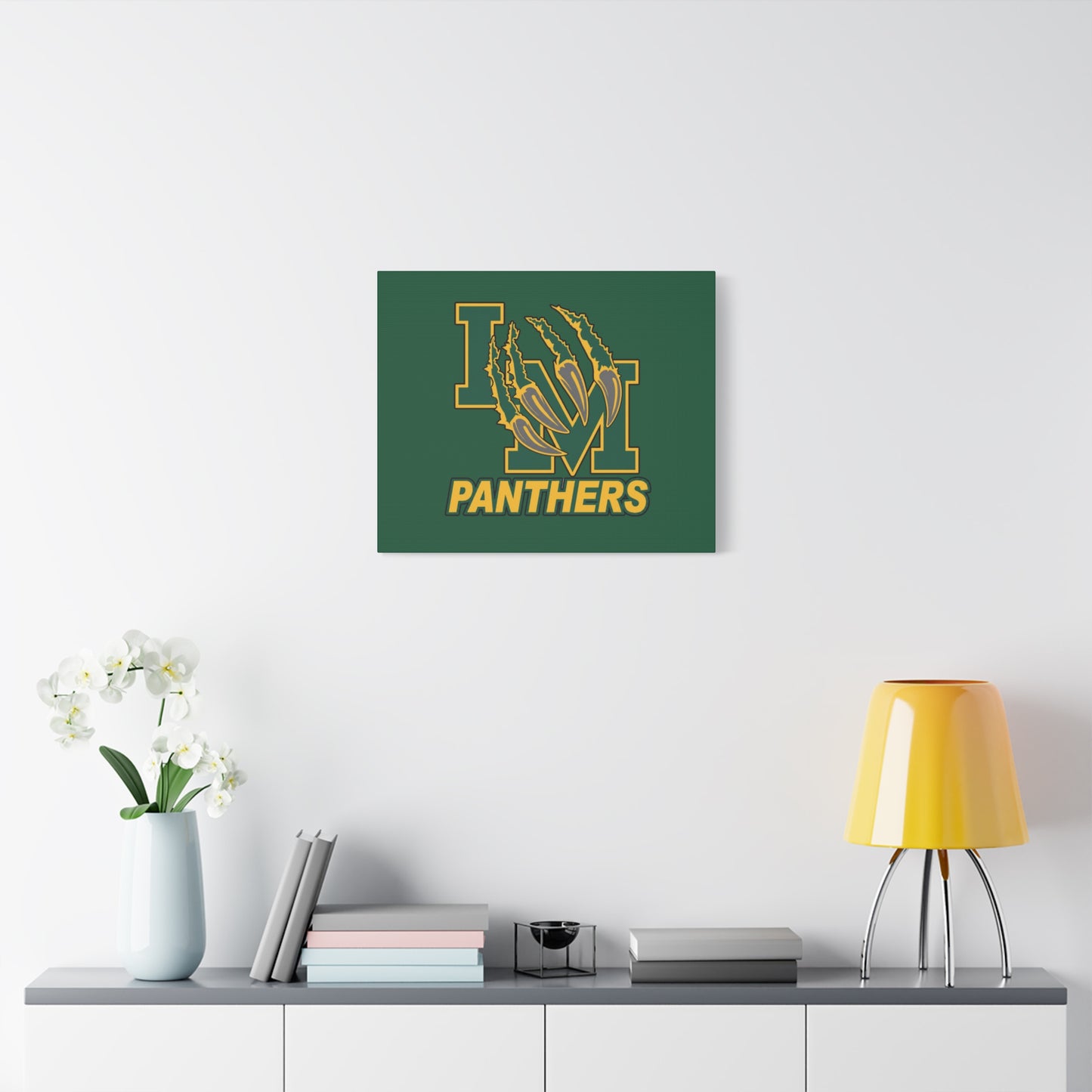 Panthers Logo Matte Stretched Canvas — Green & Gold Game Day Wall Art