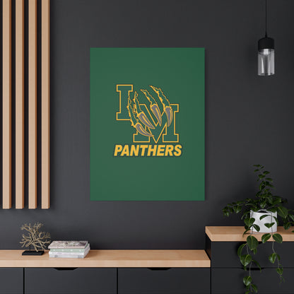 Panthers Logo Matte Stretched Canvas — Green & Gold Game Day Wall Art