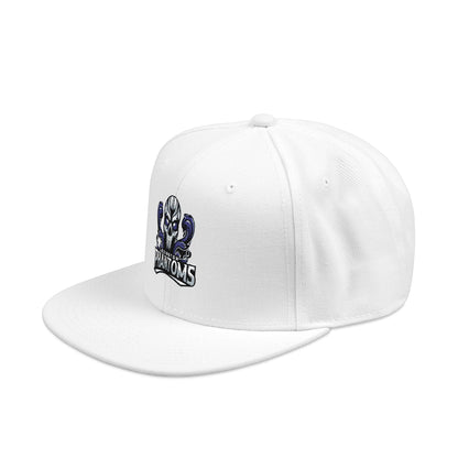 Embroidered Flat Bill Crown Snapback Hat