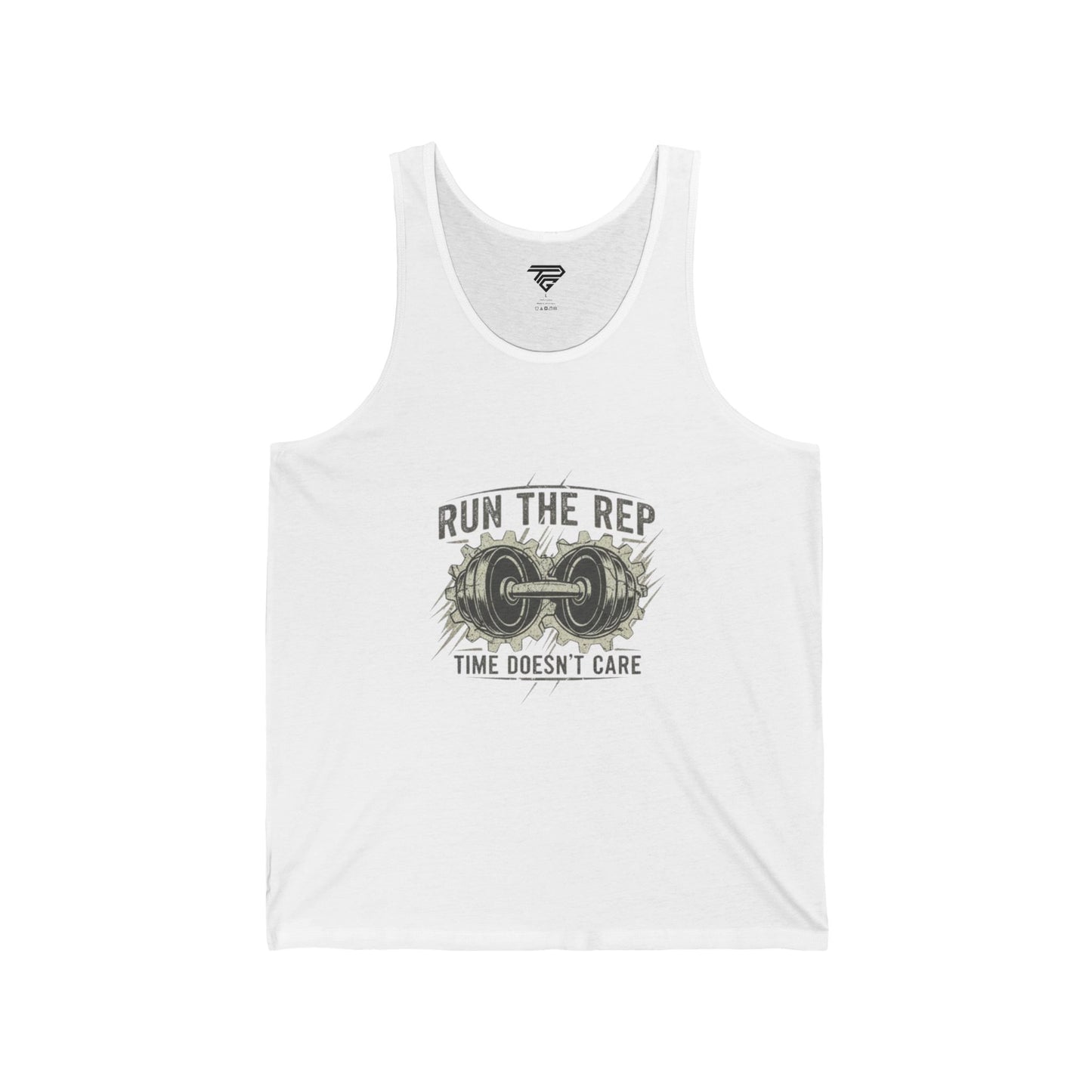 Run the Rep Tank Top — "Run the Rep, Time Doesn't Care" Gym Workout Tank