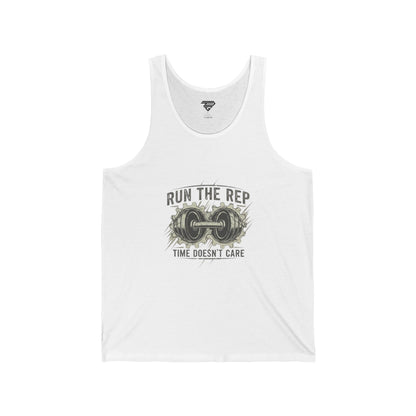 Run the Rep Tank Top — "Run the Rep, Time Doesn't Care" Gym Workout Tank