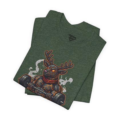 Reindeer Gains Gym T‑Shirt — Funny Christmas Workout Tee