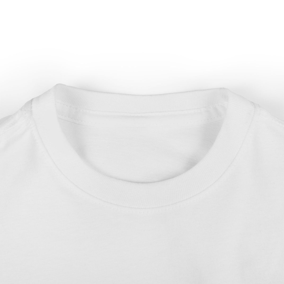 Bright Acres Small Beginnings Infant Tee — White, neckline detail