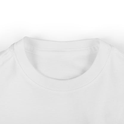 Bright Acres Small Beginnings Infant Tee — White, neckline detail