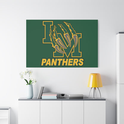 Panthers Logo Matte Stretched Canvas — Green & Gold Game Day Wall Art