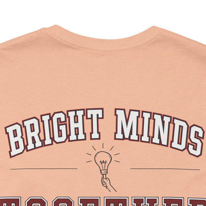 Bright Acres Bright Minds Together Adult Tee — Heather Peach, back design detail