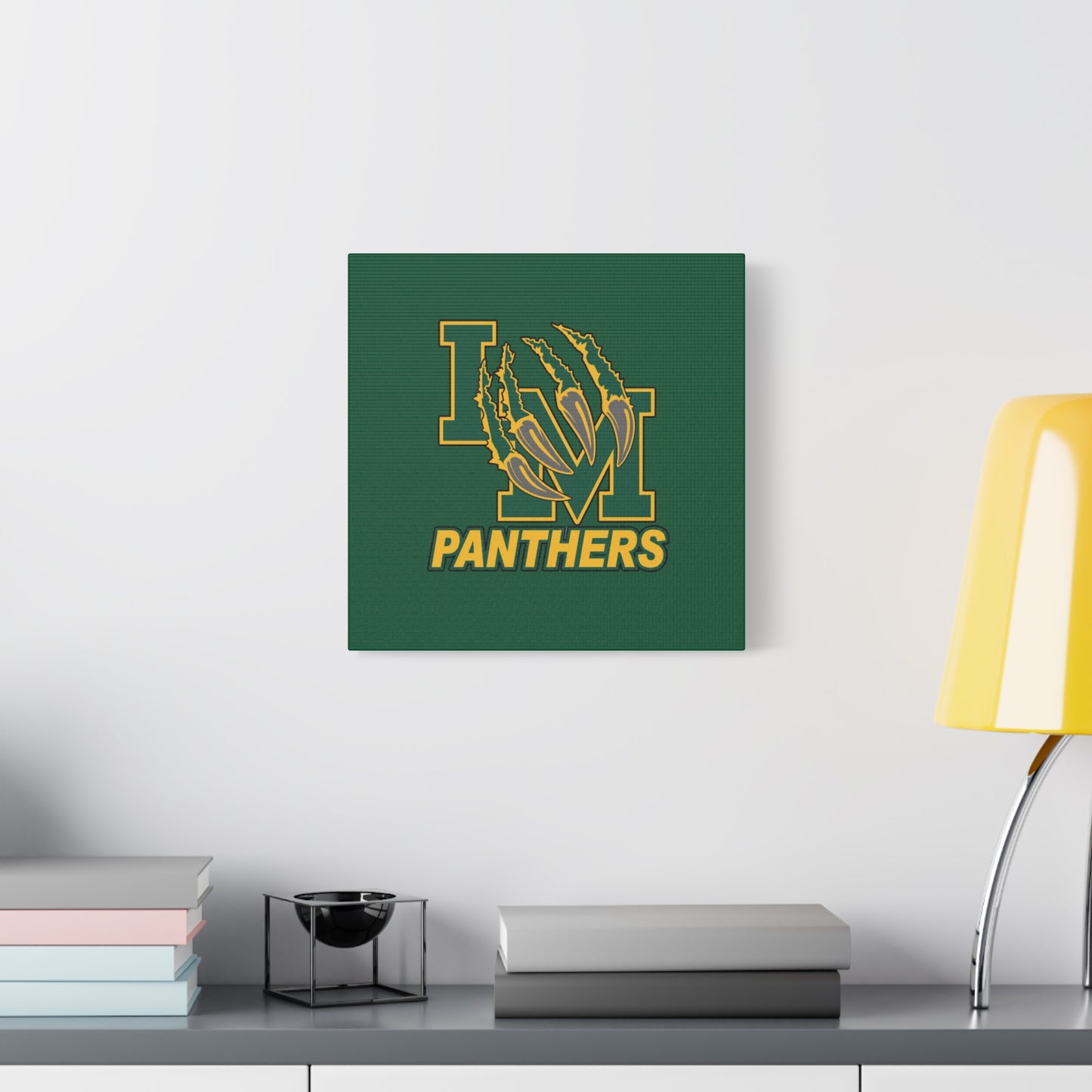 Panthers Logo Matte Stretched Canvas — Green & Gold Game Day Wall Art