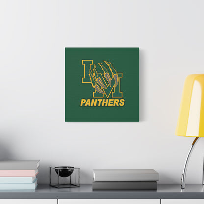 Panthers Logo Matte Stretched Canvas — Green & Gold Game Day Wall Art
