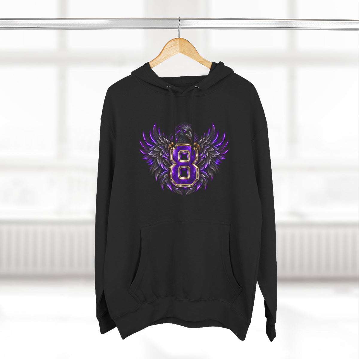 Purple Winged Number 8 Fleece Hoodie