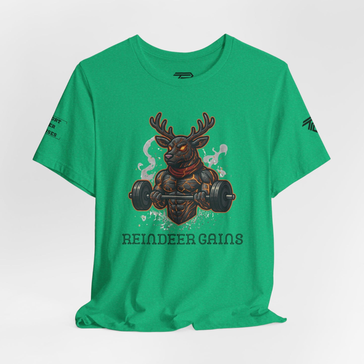 Reindeer Gains Gym T‑Shirt — Funny Christmas Workout Tee