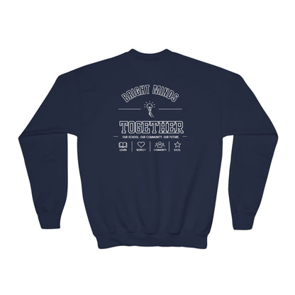 Bright Acres Bright Minds Together Youth Crewneck — Navy, back