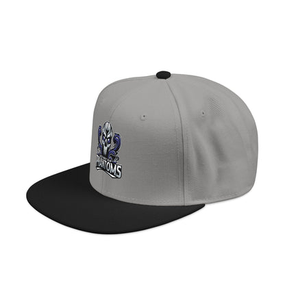 Embroidered Flat Bill Crown Snapback Hat