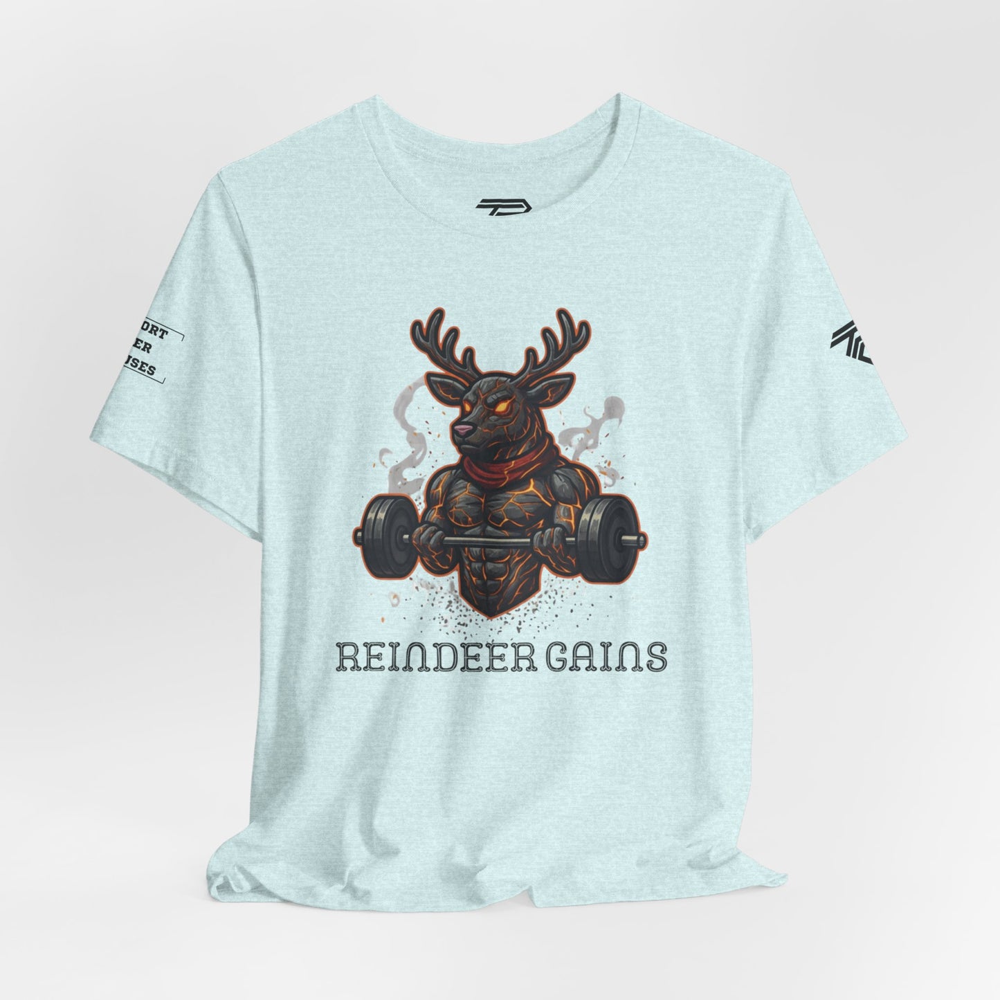 Reindeer Gains Gym T‑Shirt — Funny Christmas Workout Tee