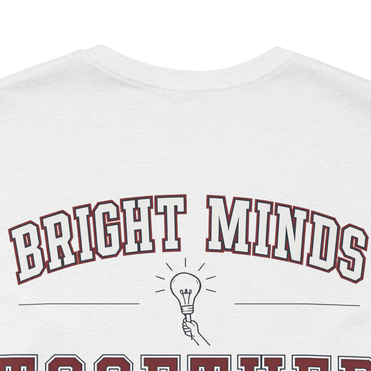 Bright Acres Bright Minds Together Adult Tee — Ash, back design detail