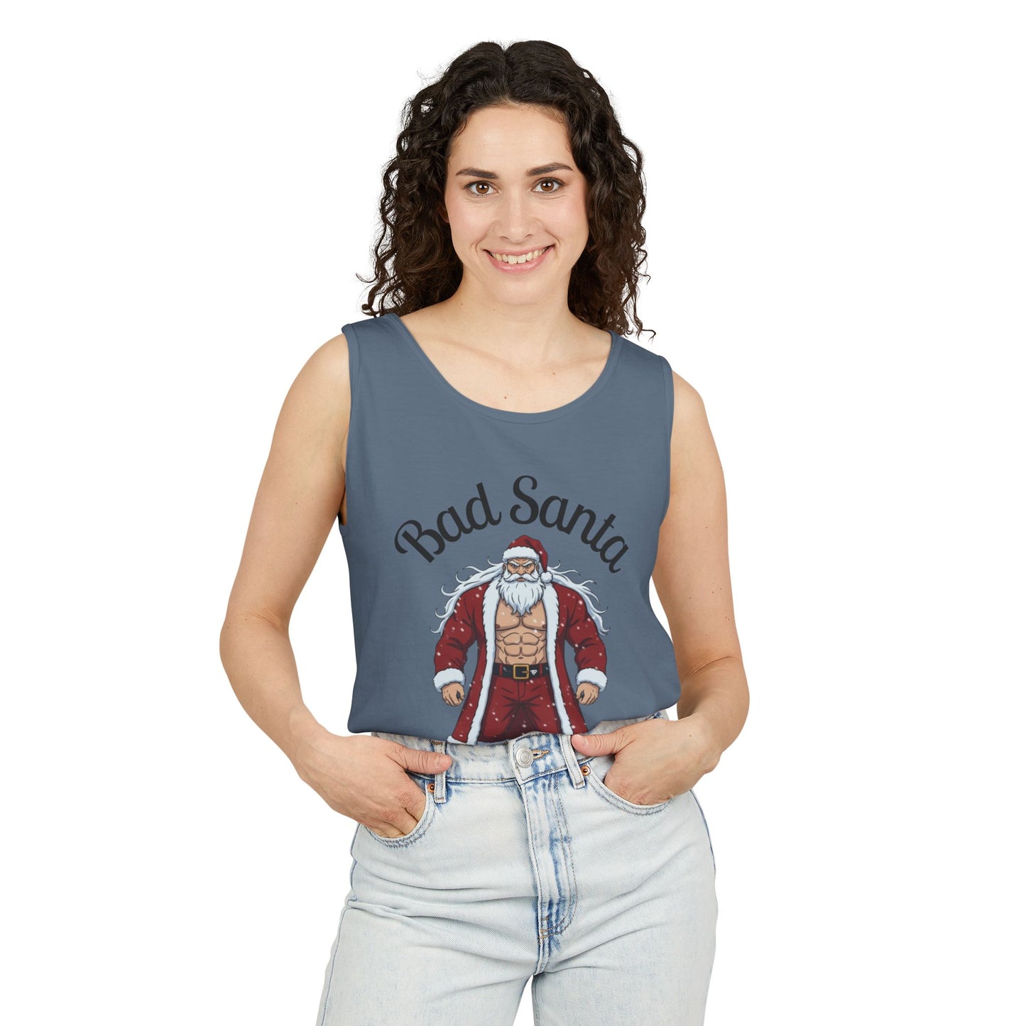 Bad Santa Workout Tank Top — Funny Christmas Gym Tank for Holiday Fitness