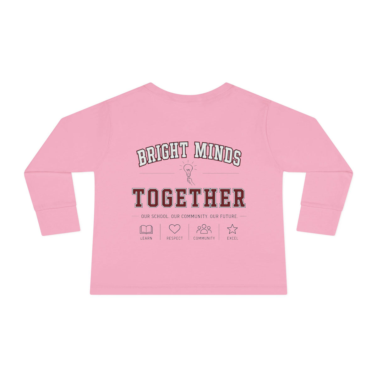 Bright Acres Bright Minds Together Toddler Long Sleeve — Pink, back