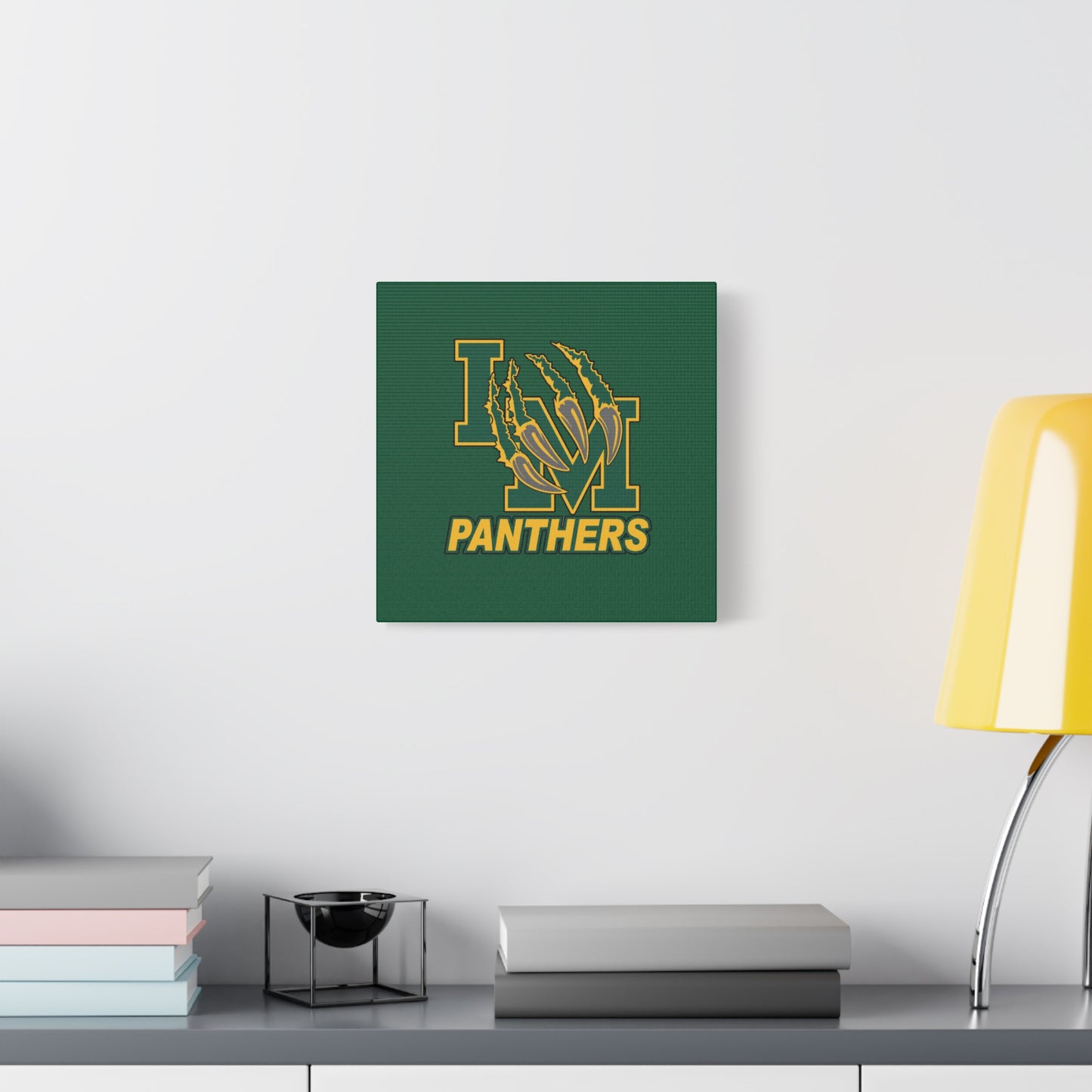 Panthers Logo Matte Stretched Canvas — Green & Gold Game Day Wall Art