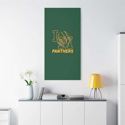 Panthers Logo Matte Stretched Canvas — Green & Gold Game Day Wall Art