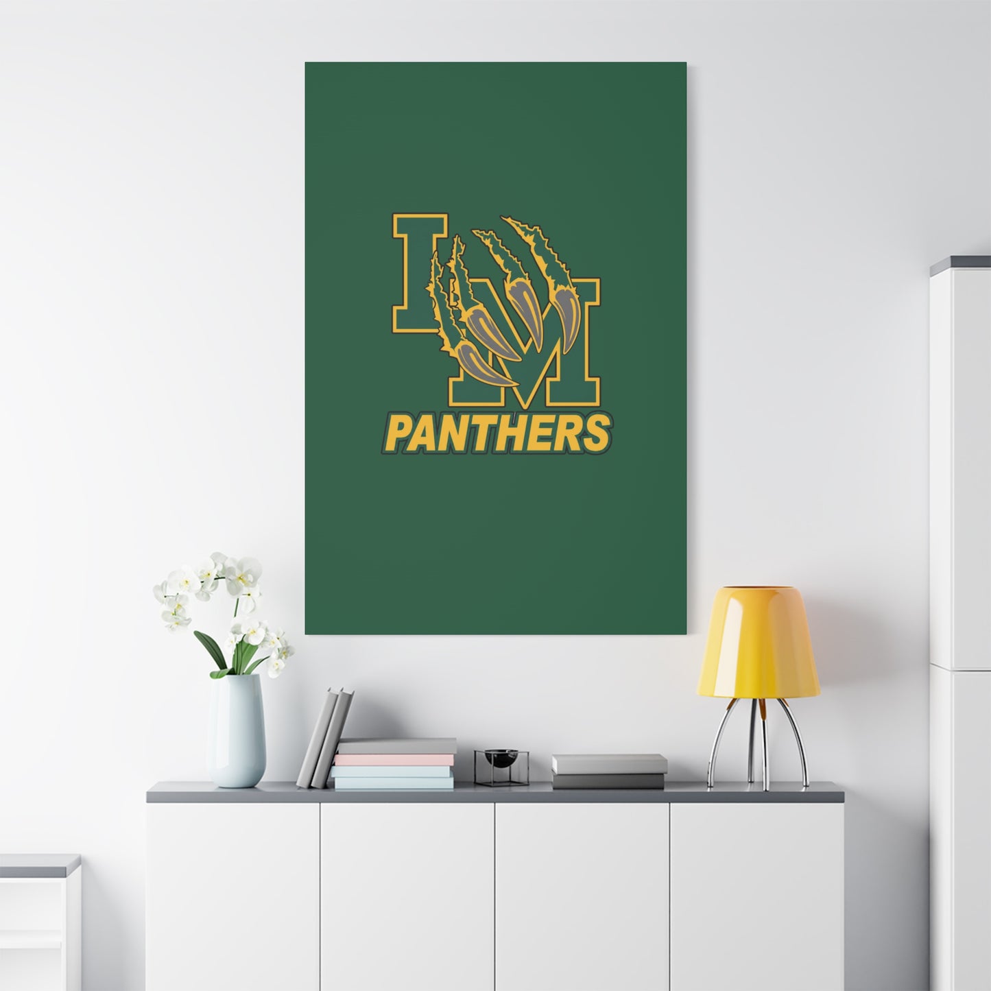 Panthers Logo Matte Stretched Canvas — Green & Gold Game Day Wall Art