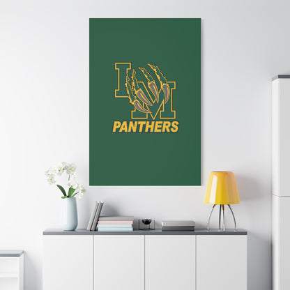 Panthers Logo Matte Stretched Canvas — Green & Gold Game Day Wall Art