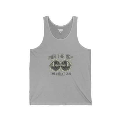 Run the Rep Tank Top — "Run the Rep, Time Doesn't Care" Gym Workout Tank