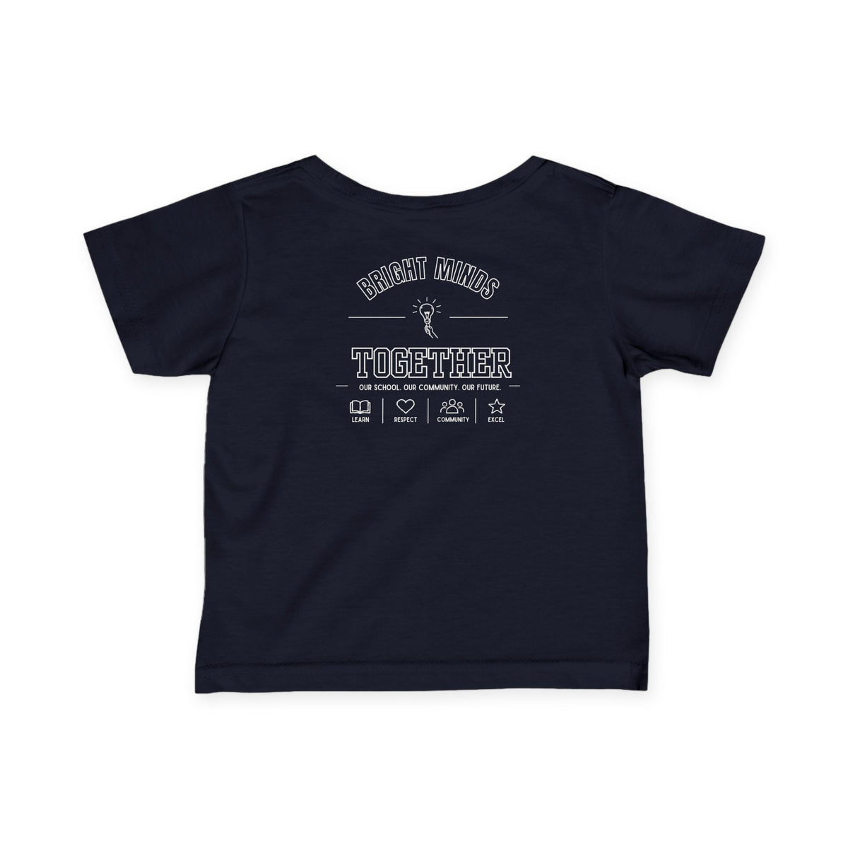 Bright Acres Bright Minds Together Infant Tee — Navy, back