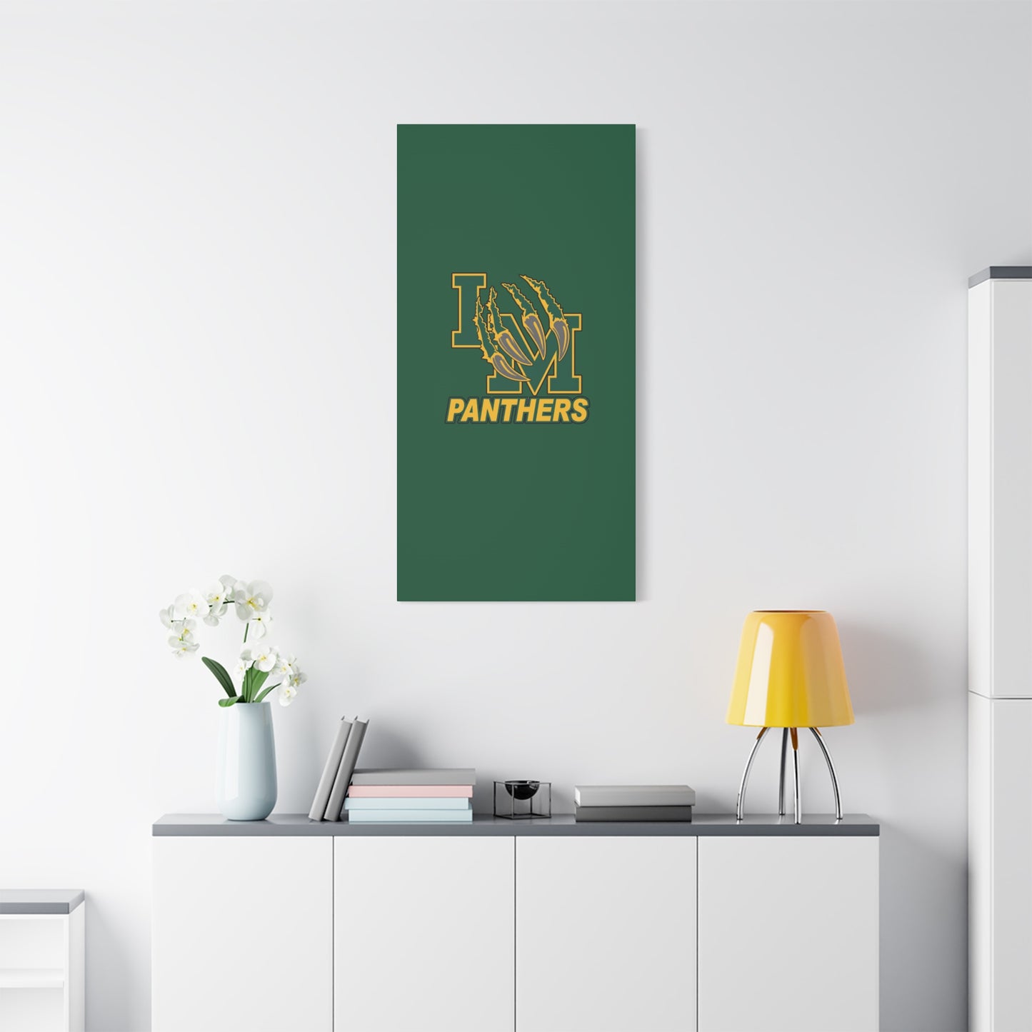 Panthers Logo Matte Stretched Canvas — Green & Gold Game Day Wall Art
