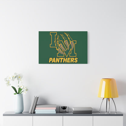 Panthers Logo Matte Stretched Canvas — Green & Gold Game Day Wall Art