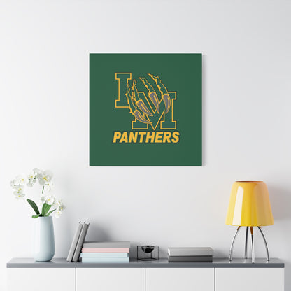 Panthers Logo Matte Stretched Canvas — Green & Gold Game Day Wall Art