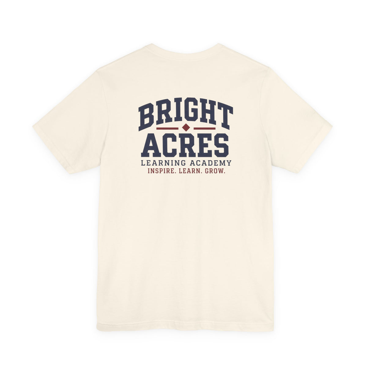 Bright Acres Collegiate Adult Tee — Natural, back