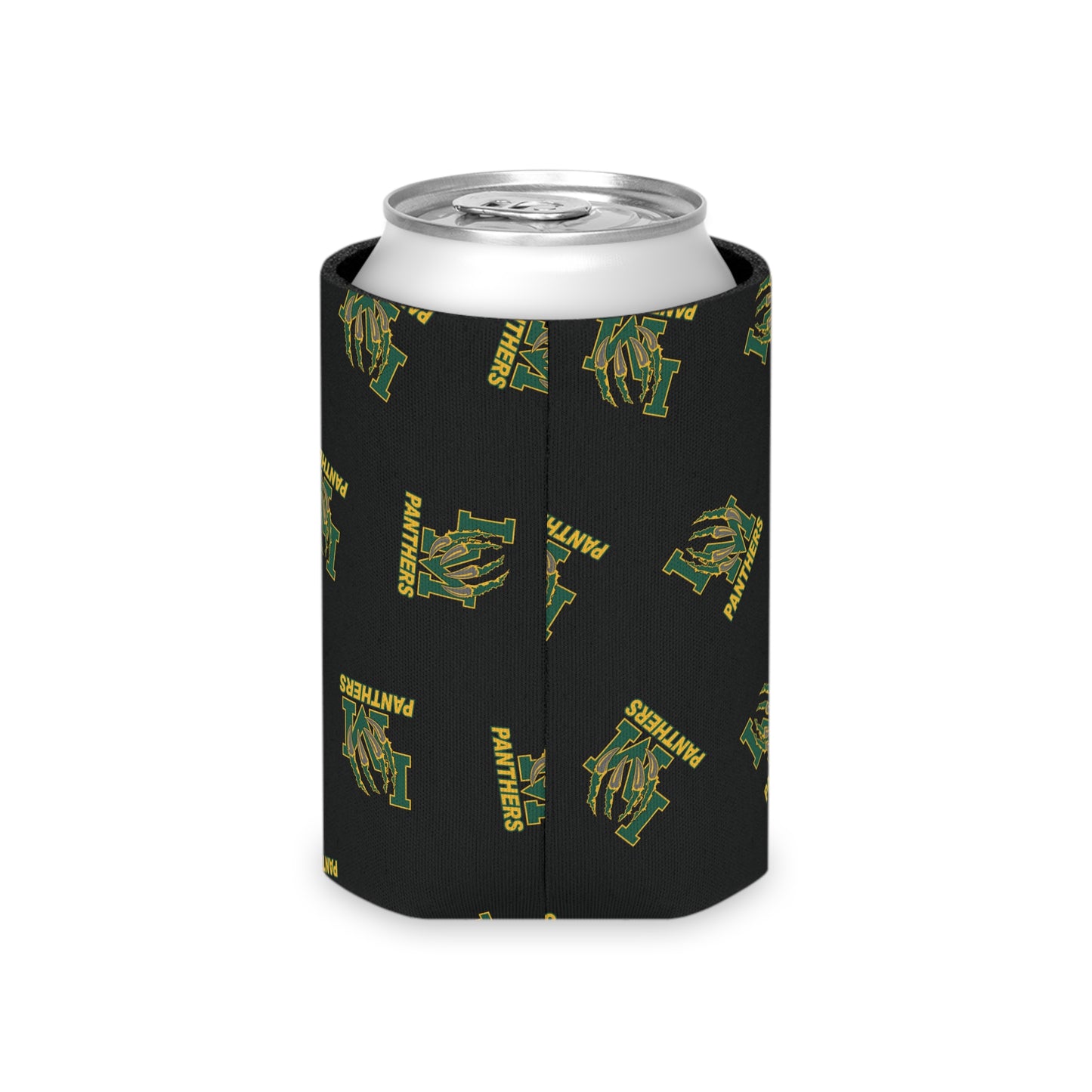 Panthers Logo Can Cooler — Black Team Pattern Beverage Koozie (Game Day for Parents)