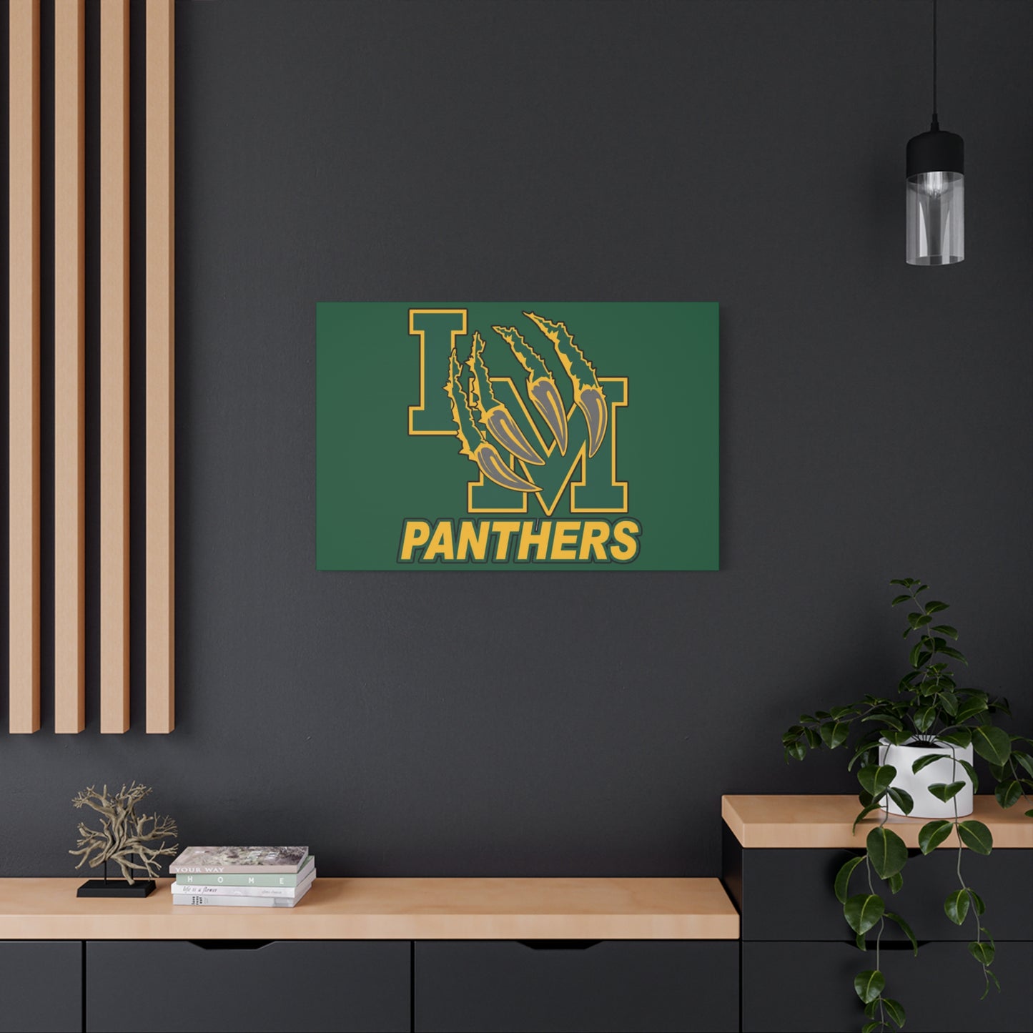 Panthers Logo Matte Stretched Canvas — Green & Gold Game Day Wall Art