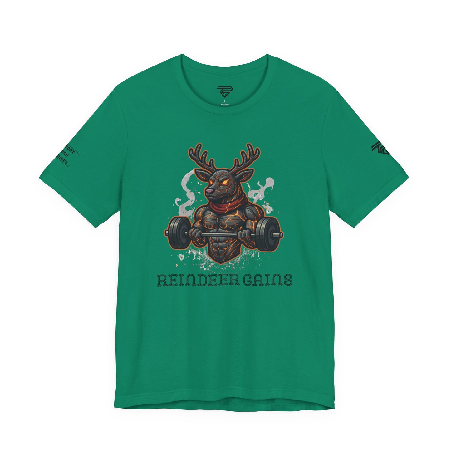 Reindeer Gains Gym T‑Shirt — Funny Christmas Workout Tee