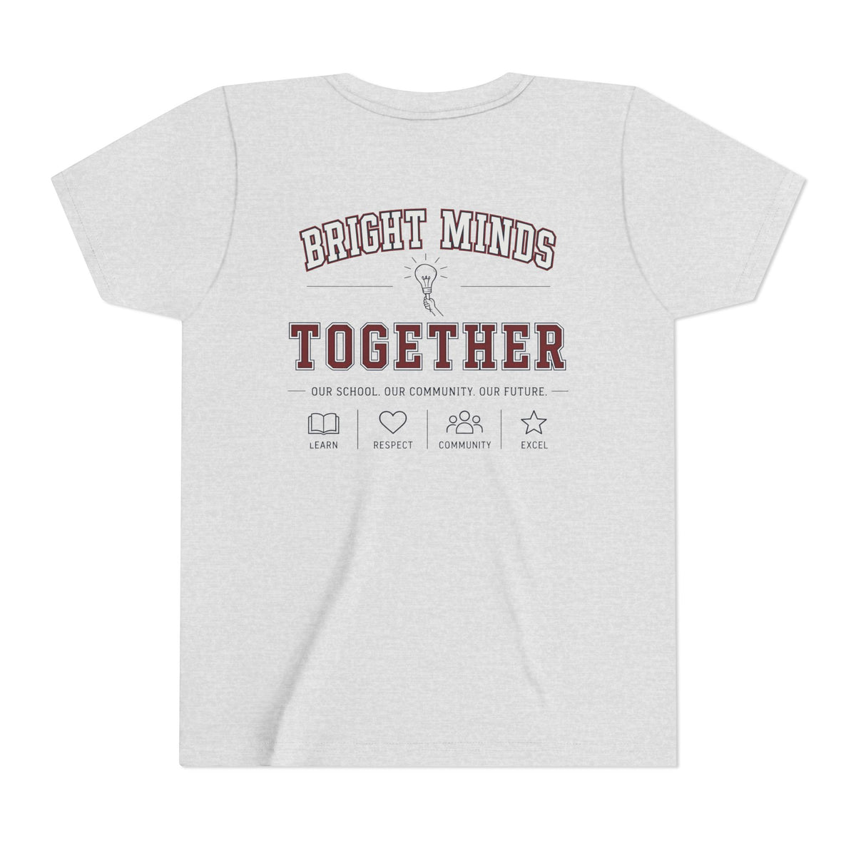 Bright Acres Bright Minds Together Youth Tee — Ash, back