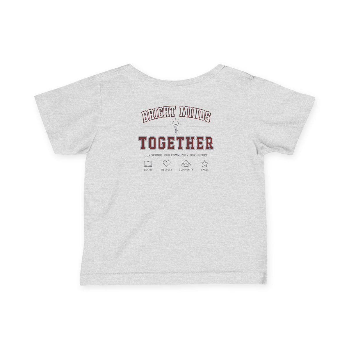 Bright Acres Bright Minds Together Infant Tee — Heather, back