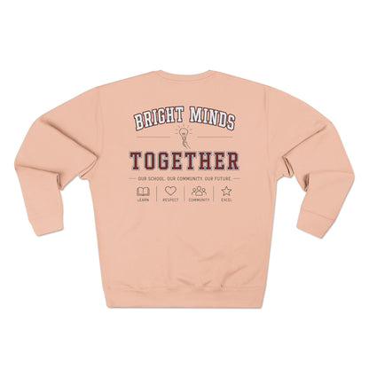 Bright Acres Bright Minds Together Fleece Adult Crewneck — Pale Pink, back