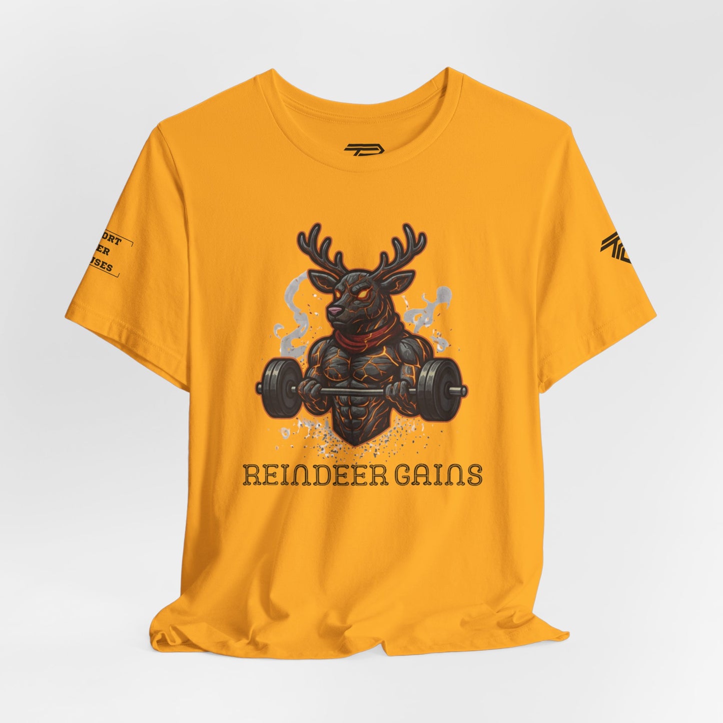 Reindeer Gains Gym T‑Shirt — Funny Christmas Workout Tee
