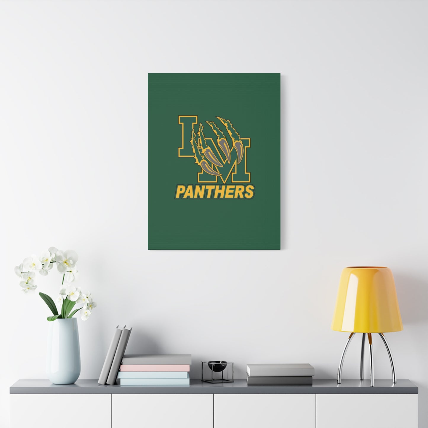 Panthers Logo Matte Stretched Canvas — Green & Gold Game Day Wall Art
