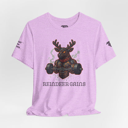 Reindeer Gains Gym T‑Shirt — Funny Christmas Workout Tee