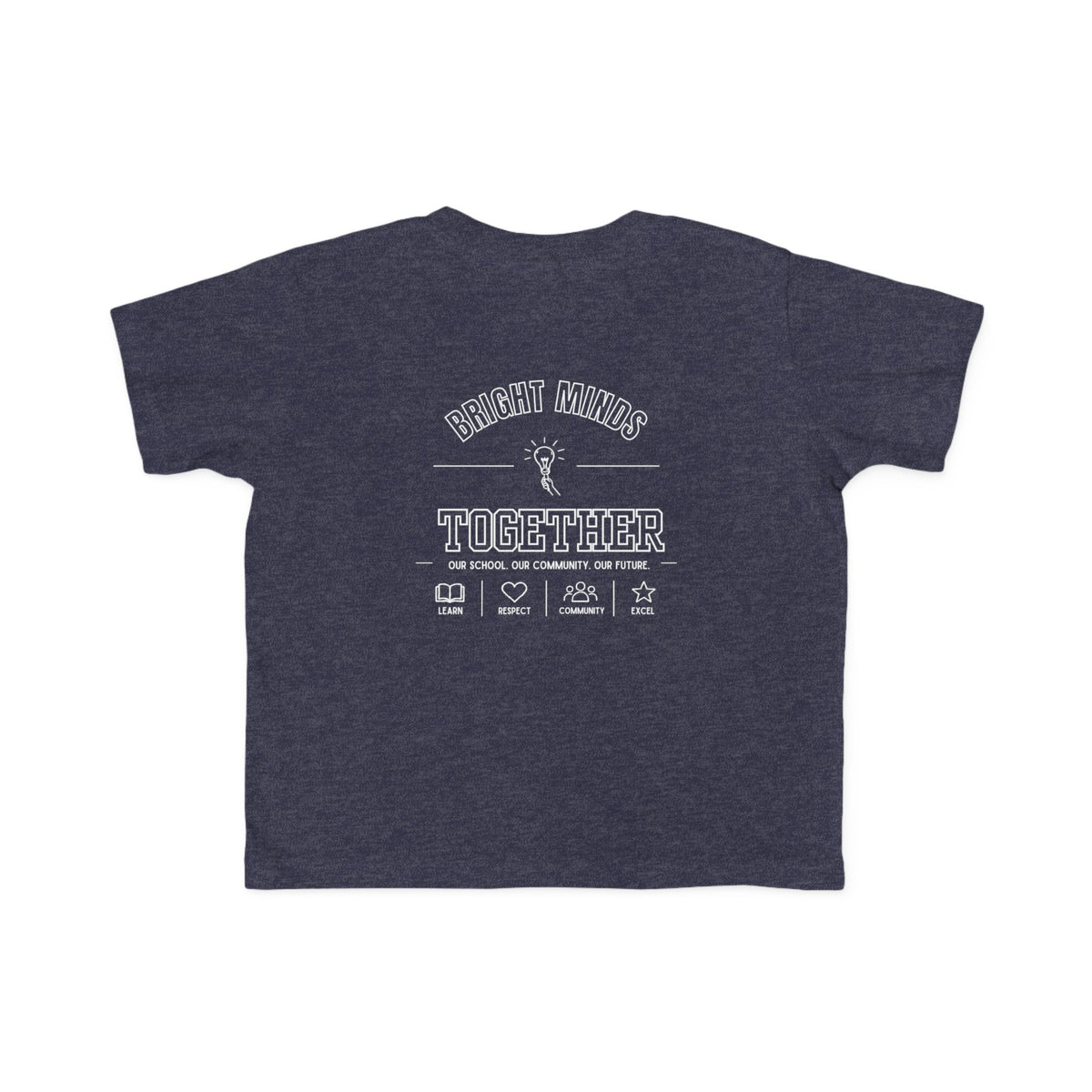 Bright Acres Bright Minds Together Toddler Tee — Vintage Navy, back