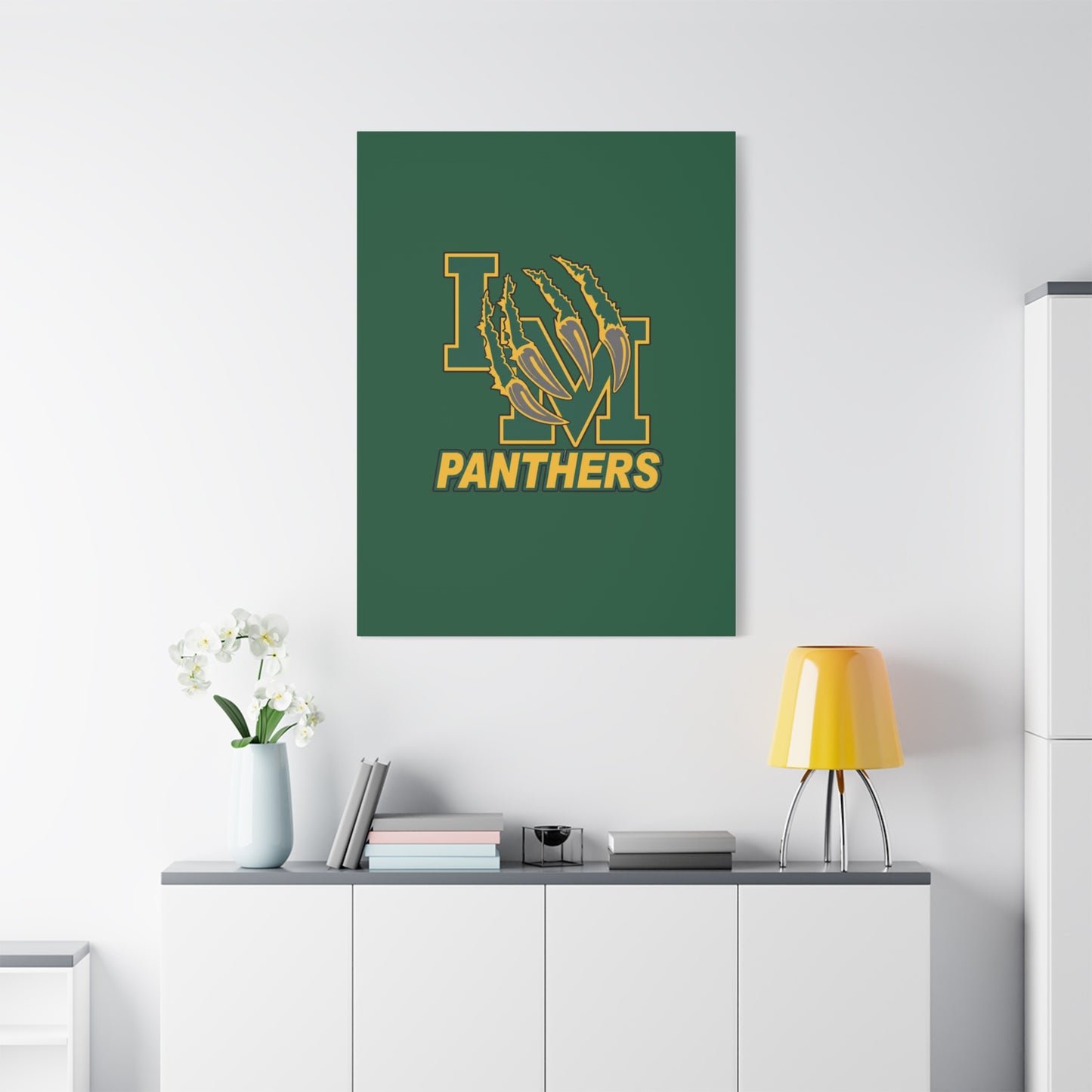 Panthers Logo Matte Stretched Canvas — Green & Gold Game Day Wall Art