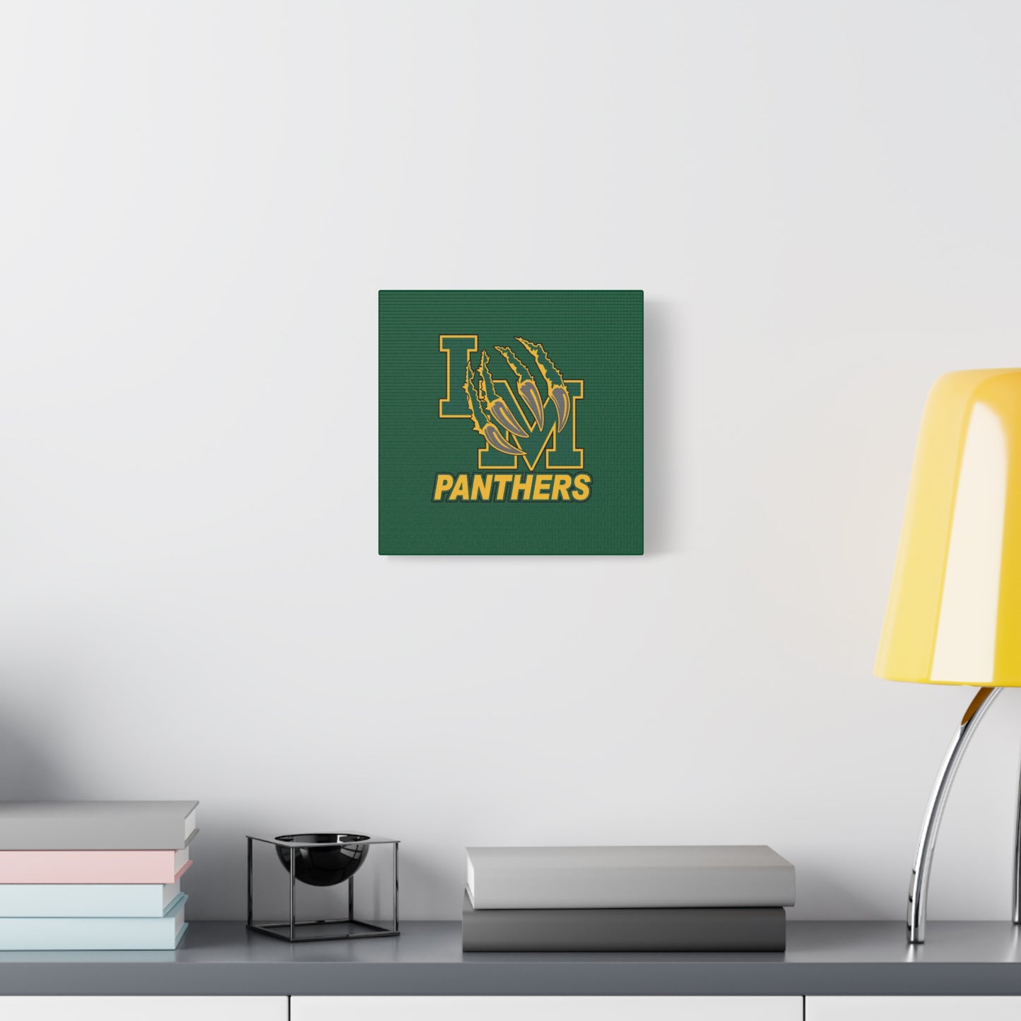 Panthers Logo Matte Stretched Canvas — Green & Gold Game Day Wall Art